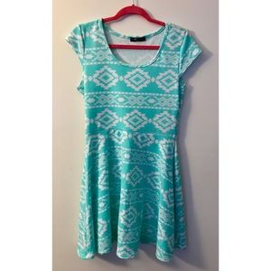Mint Aztec skater dress